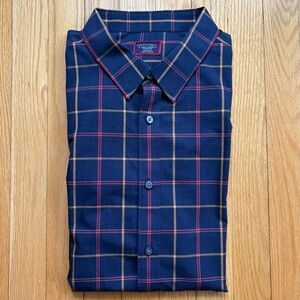 UNTUCKit Men’s Long Sleeve Dress Shirt Regular Fit 3XL Blue Red Gold Plaid